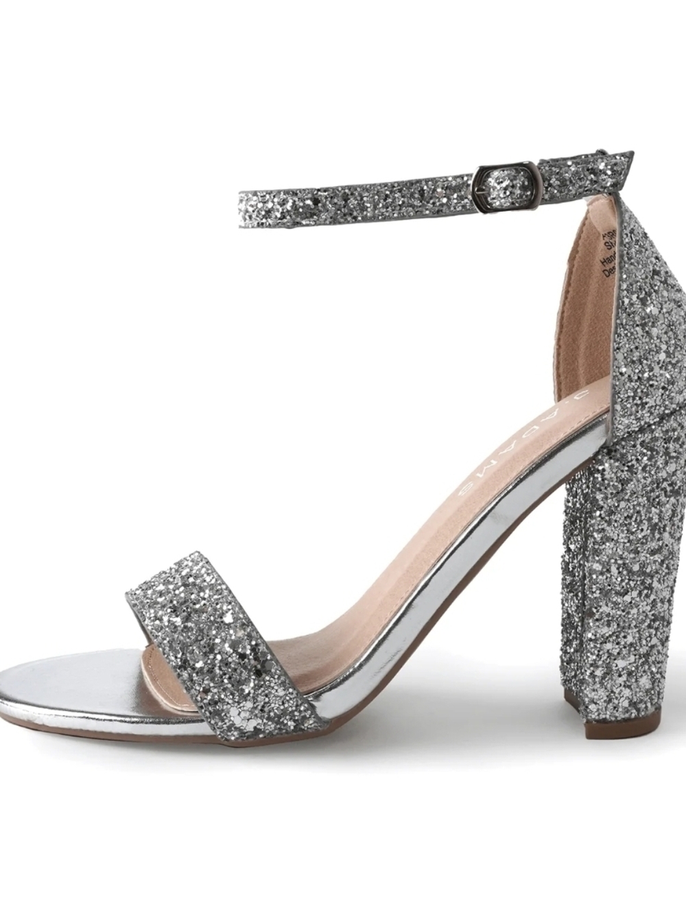 NIB J. Adams Shirley Heels In Silver Glitter Size 7